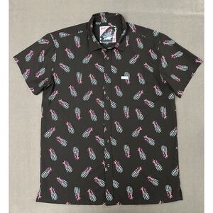 Retro Rifle Shirt Mens XL Painkiller Button Up Short Sleeve